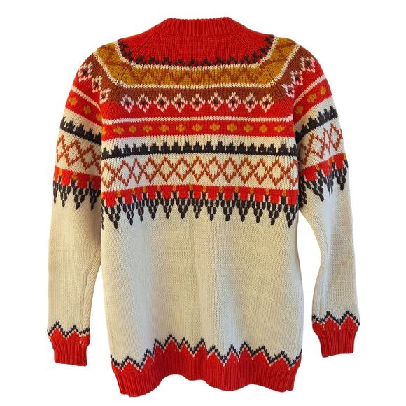 Vintage 1960s Wool Fair Isle Cardigan | Hong Kong | Silver Buttons | M - Picture 9 of 9